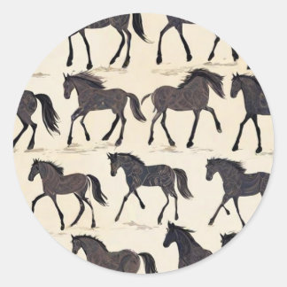 Cowboy Birthday Party - Horse Classic Round Sticker