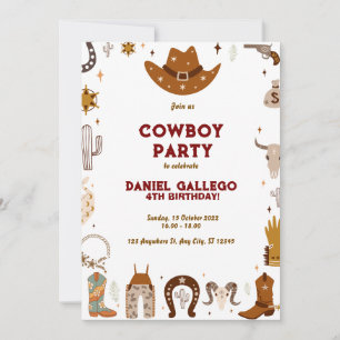 Cowboy  Birthday Party  Invitation