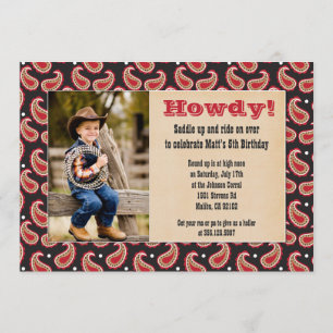 Cowboy Birthday Party Invitation with Photo