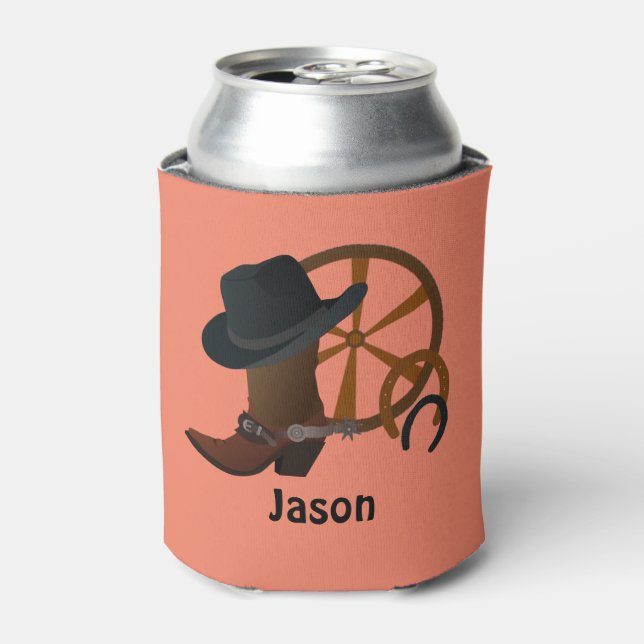 Cowboy Birthday Party Personalised Can Cooler (Can Front)