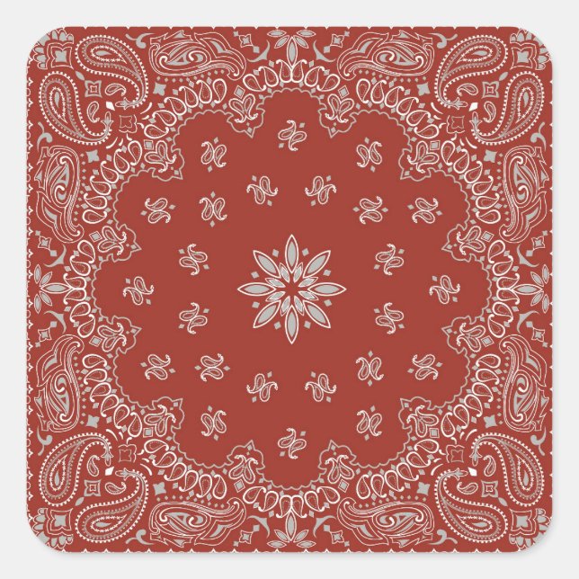 Cowboy Birthday Party Red Bandanna Square Sticker (Front)