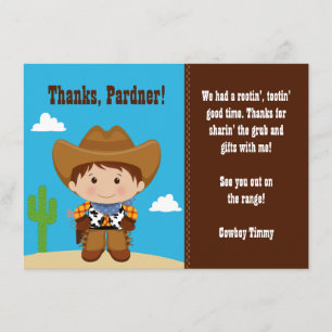Cowboy Birthday Party Thank You Card