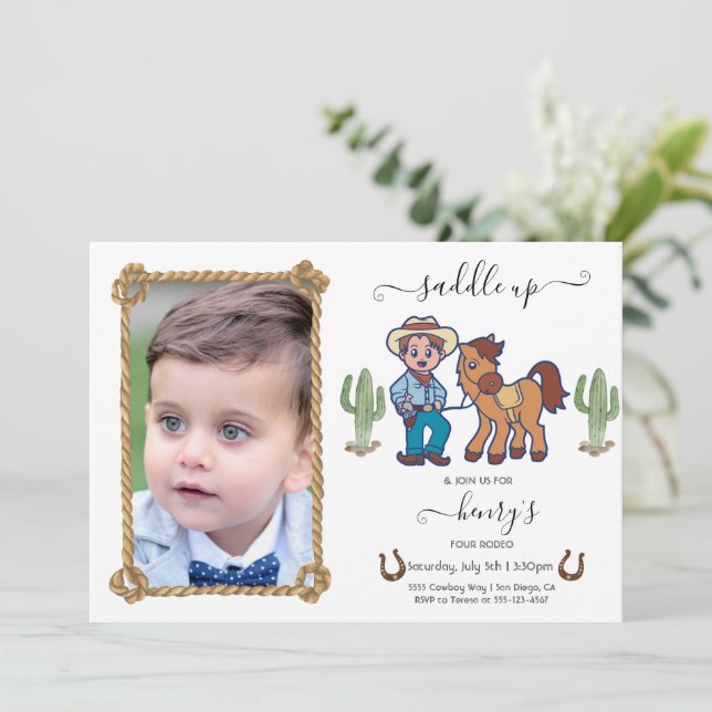 CowBoy Birthday Rodeo Party Invitation (Standing Front)