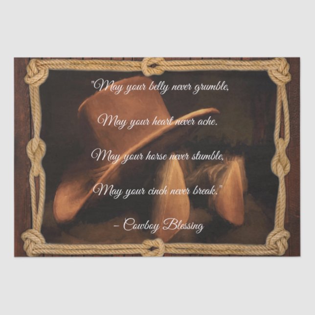 Cowboy Blessing Hat and Boots Tissue Paper (Front)