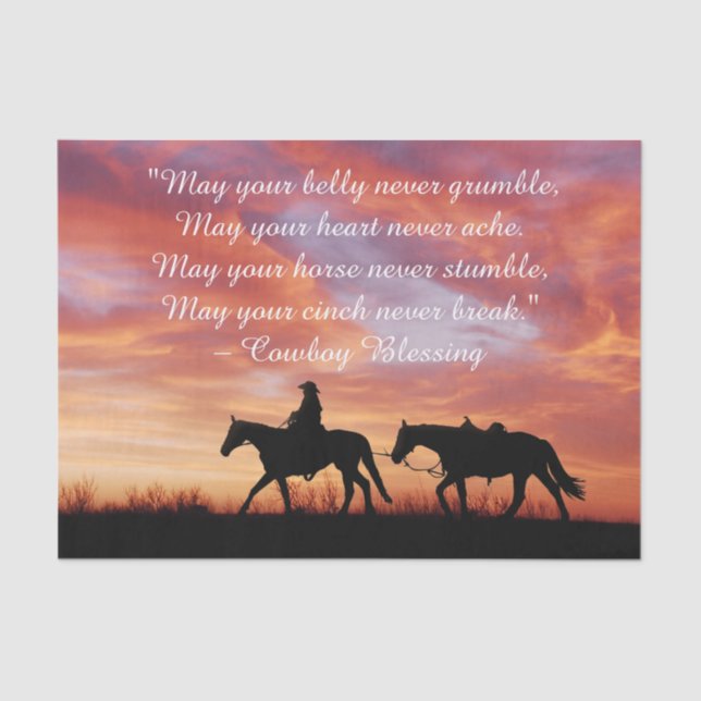 Cowboy Blessing Horse Silhouette Tissue Paper (Front)