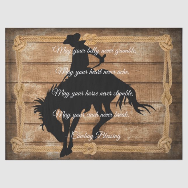 Cowboy Blessing Silhouette Bucking Bronco Horse Tissue Paper (Front)