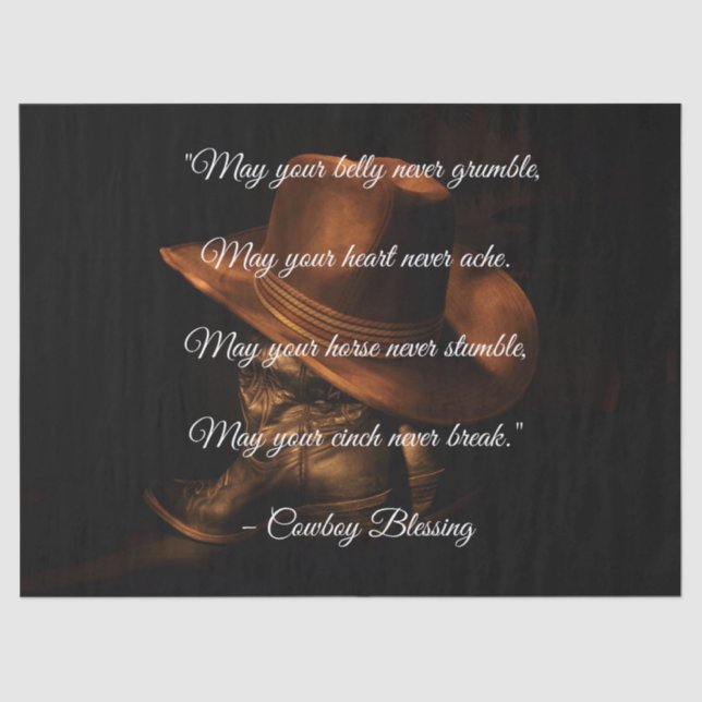 Cowboy Blessing Western Hat and Boots Tissue Paper (Front)