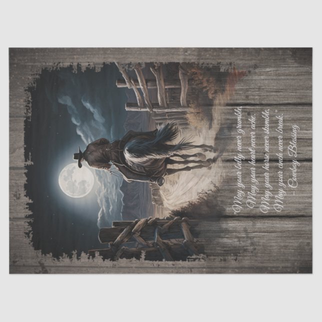 Cowboy Blessing Western Man Horse Tissue Paper (Front)