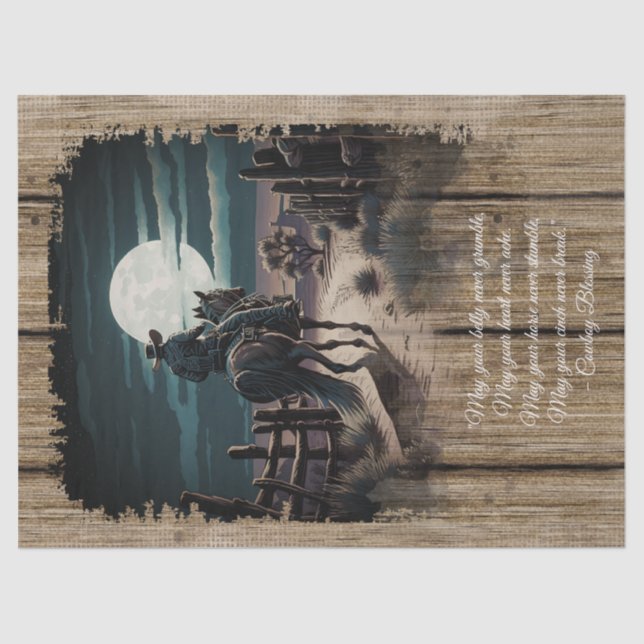 Cowboy Blessing Western Man Horse Tissue Paper (Front)