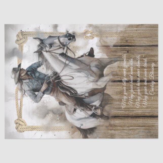 Cowboy Blessing Western Man Horse Tissue Paper (Front)