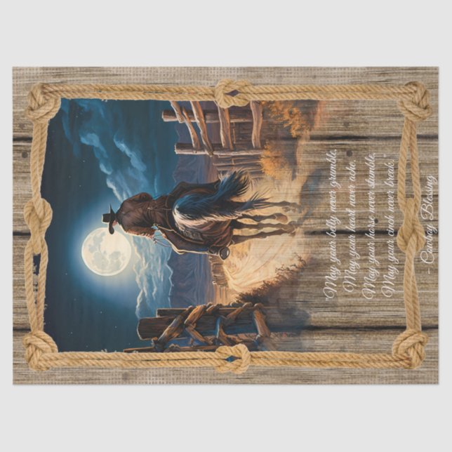 Cowboy Blessing Western Man Horse Tissue Paper (Front)