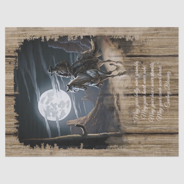 Cowboy Blessing Western Man Horse Tissue Paper (Front)