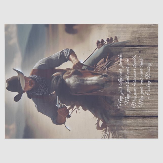 Cowboy Blessing Western Man Horse Tissue Paper (Front)