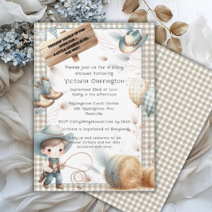 Cowboy Blue Boy Baby Shower Invitation