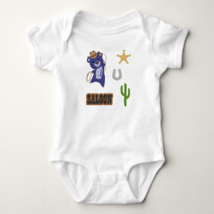 Cowboy Blue Cute Bear Saloon Western Baby Bodysuit
