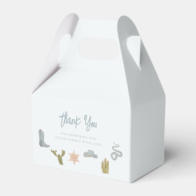 Cowboy Blue Western Baby Shower Favour Box (Front Side)
