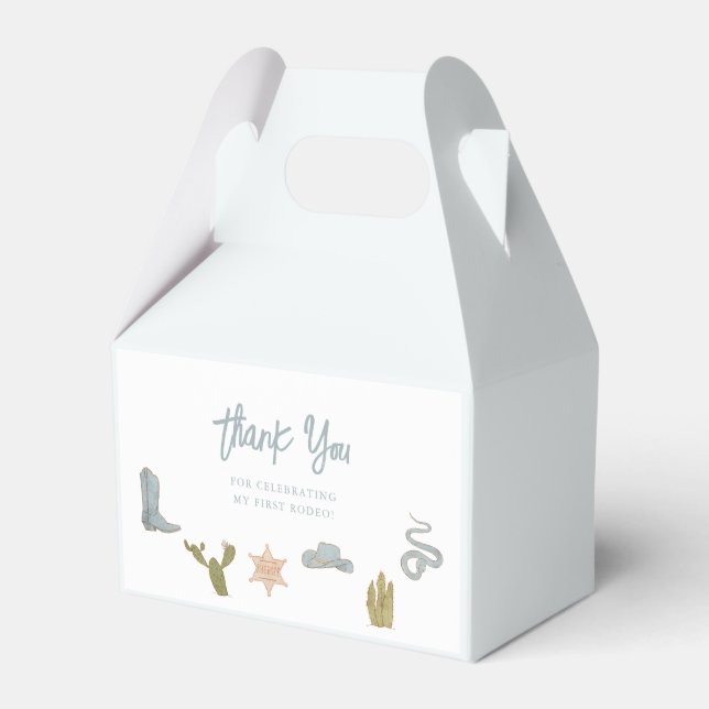 Cowboy Blue Western First Birthday Favour Box (Front Side)