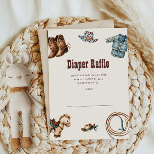 Cowboy Blue Western Rode Diaper Raffle Ticket Card