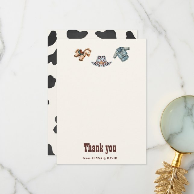 Cowboy Blue Western Rodeo Thank You Card (Front/Back In Situ)