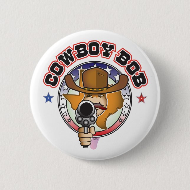 COWBOY BOB 6 CM ROUND BADGE (Front)