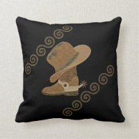 Cowboy Boot and Hat Off Wooden Inlay