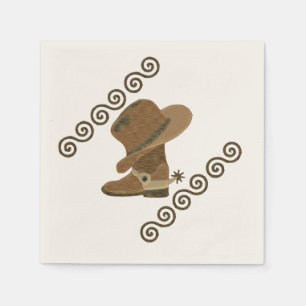 Cowboy Boot and Hat Off Wooden Inlay Napkin