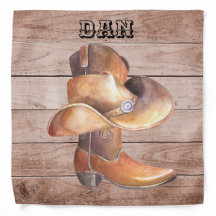 Cowboy Boot and Hat on Woodgrain, Country Music