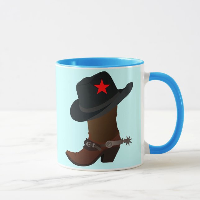 COWBOY BOOT AND HAT WITH RED STAR MUG (Right)