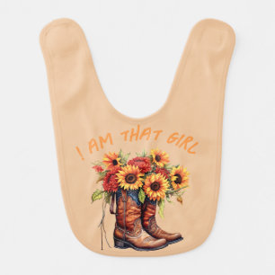 cowboy boot baby bip cute gift bib