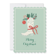 Cowboy Boot Christmas Flat Holiday Greeting Card