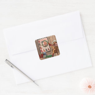 Cowboy Boot Christmas Square Sticker