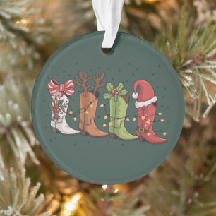 Cowboy Boot Christmas Western Cowgirl Country Xmas Ornament