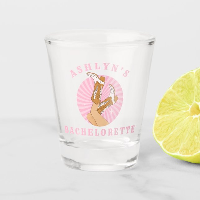 Cowboy Boot Custom Bachelorette Shot Glass (Front)