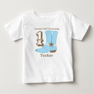 Cowboy Boot First Birthday Baby T-Shirt