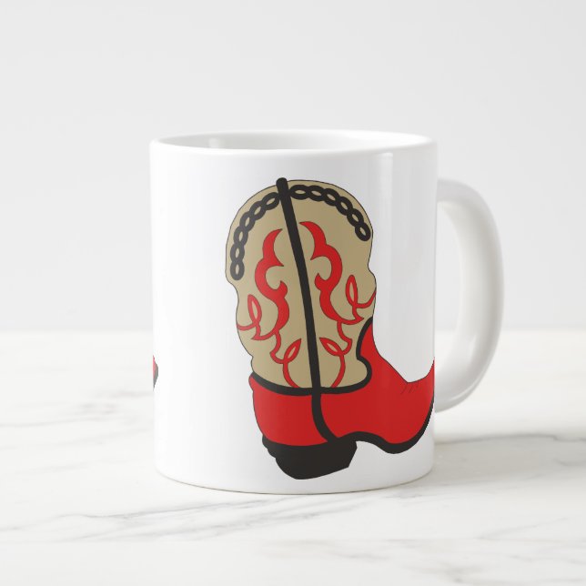 Cowboy Boot in Red Large Coffee Mug (Front Right)