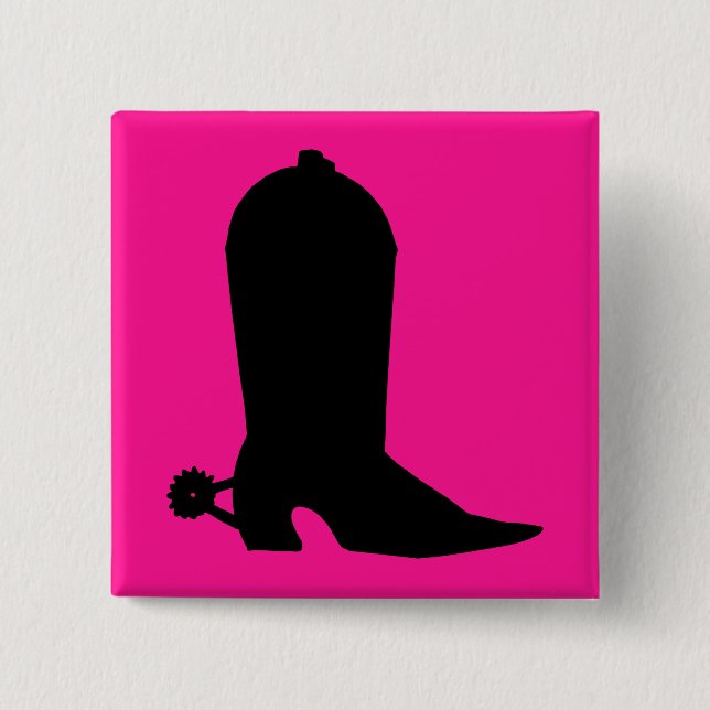 Cowboy Boot Silhouette 15 Cm Square Badge (Front)