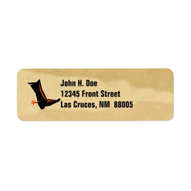 Cowboy Boot & Spur Cloud-Dust Return Address Label (Front)