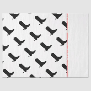 Cowboy Boot Spurs Silhouette Pattern Bandanna trim Tissue Paper