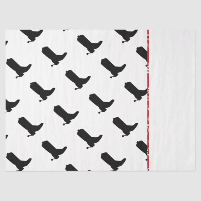 Cowboy Boot Spurs Silhouette Pattern Bandanna trim Tissue Paper (Front)