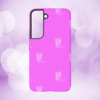 Cowboy Boot Stars Pattern Pink Samsung Galaxy Case