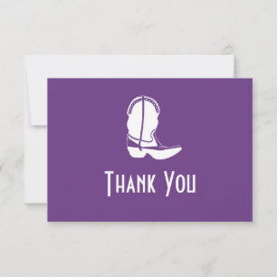 Cowboy Boot Thank You Note Cards (Dark Purple)