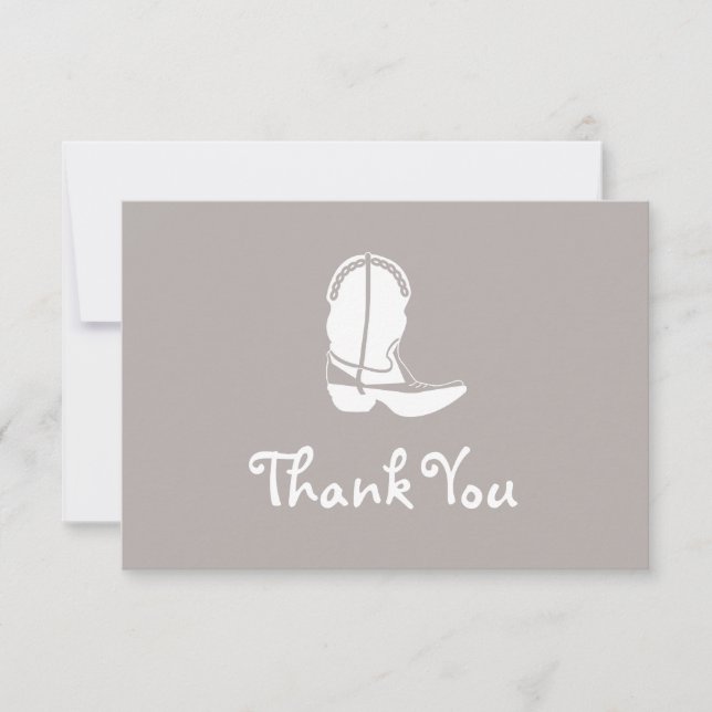 Cowboy Boot Thank You Note Cards (Sand) (Front)