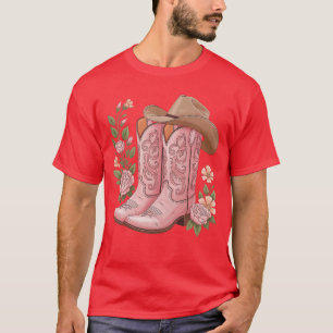 cowboy boot western country cowgirl flowers girl p T-Shirt