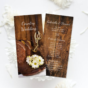 Cowboy Boots and Daisies Western Wedding Program Programme