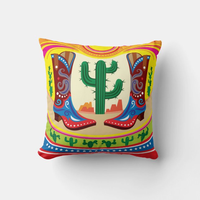Cowboy Boots and Desert Sun Cushion (Front)