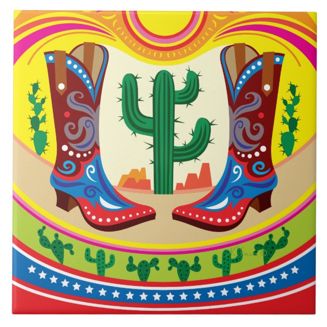 Cowboy Boots and Desert Sun Tile (Front)