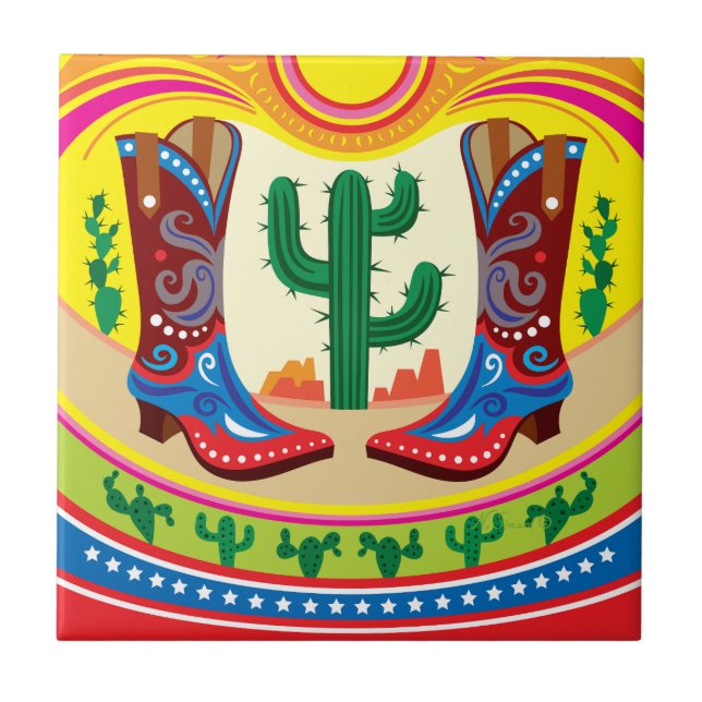 Cowboy Boots and Desert Sun Tile (Front)