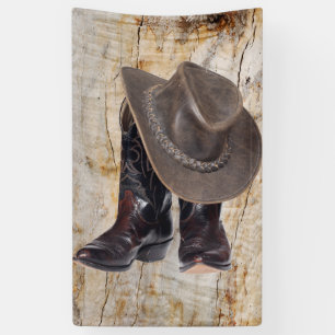 Cowboy Boots and Hat Banner
