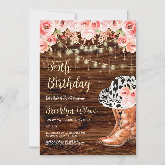  Cowboy Boots and Hat Birthday Party Invitation (Front)