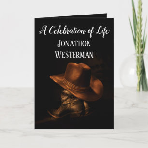 Cowboy Boots and Hat Celebration of Life Card